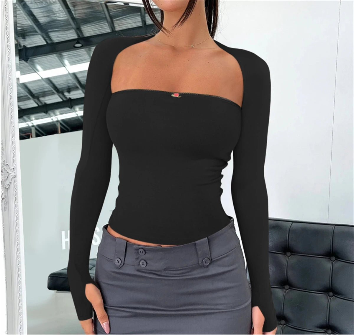 Hollow Out Sexy Women T Shirts Long Sleeve Solid Slim Fit Tops 2025 Spring Summer Fashion New In Blouse Female Casual Outwear