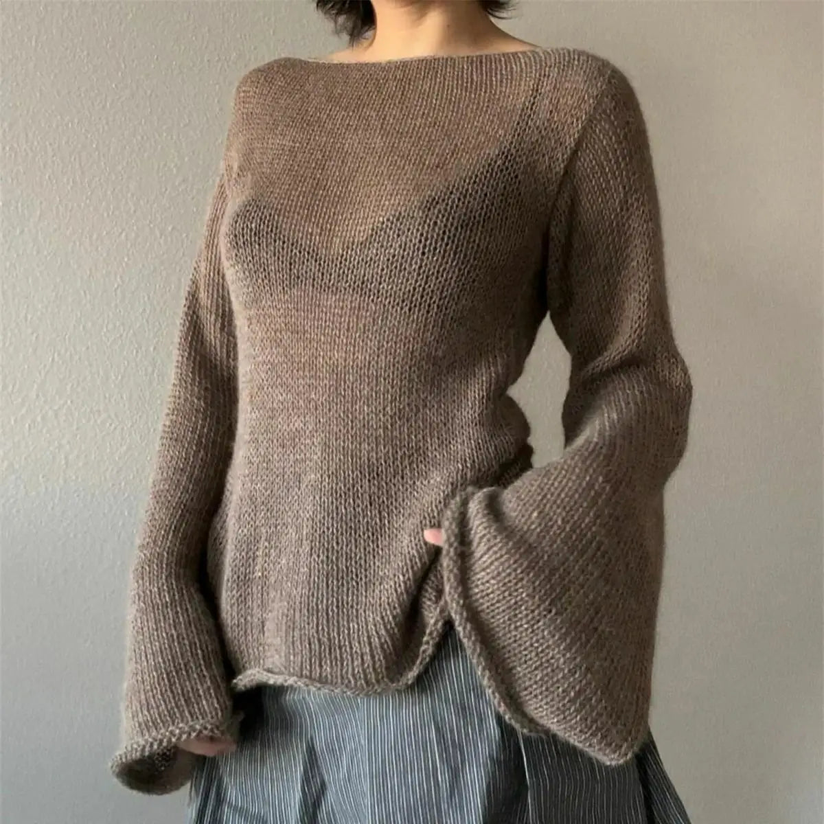Flared Sleeve Knit Top