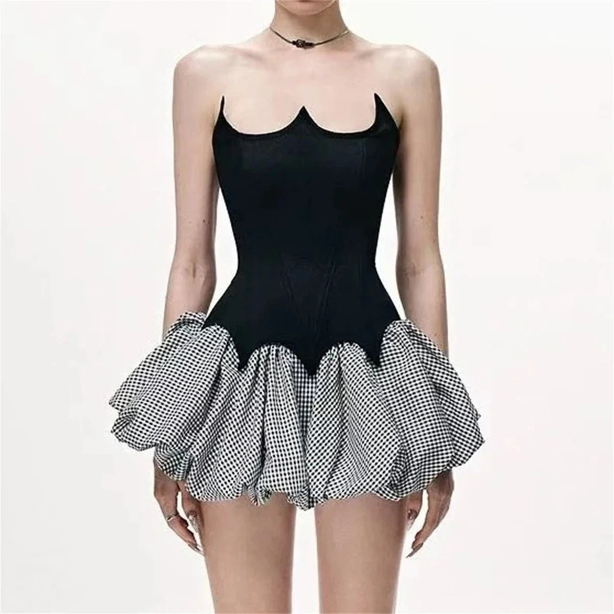 Sexy Y2K Women 2 Piece Set Sleeveless Off Shoulder Lace Up Tops Pleated Plaid Skirts 2025 Fashion Spring Summer New Party Street