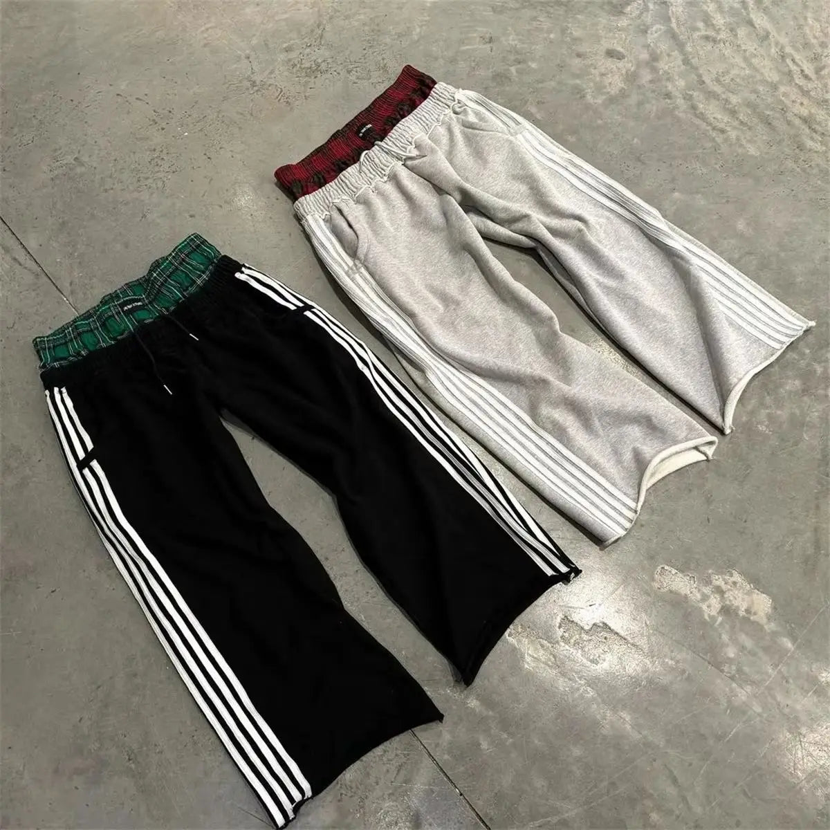 Women Chic Stripe Y2K Pant Straight Spliced Double Waist Trousers Women's&Men's Hip Hop Wear Higt Street Pants 2025 Lady Clothes